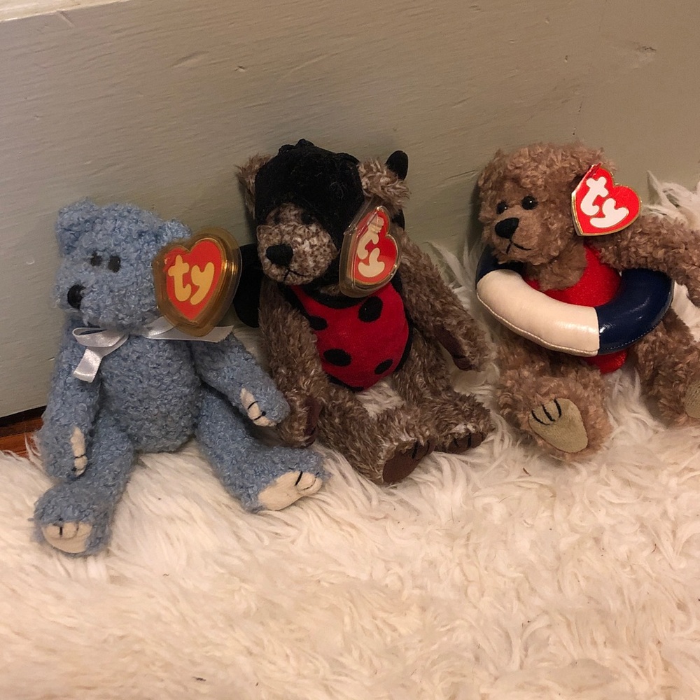 Ty Three Bear Set - Blue, Brown & Tan Plush Collectibles